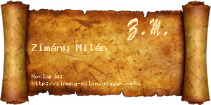 Zimány Milán névjegykártya